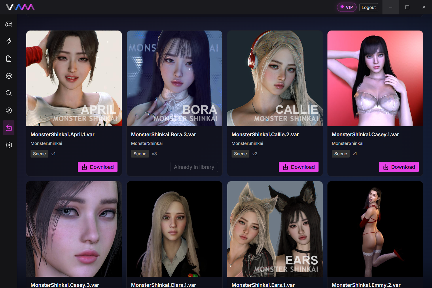 หน้า Store — ค้นและดาวน์โหลด mod จากคลังของทีม Vamth ในแอปเดียว
